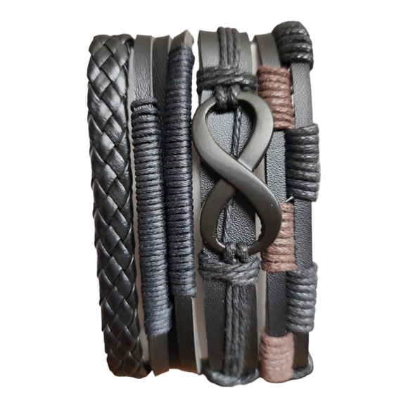 Unisex Leather Bracelet 4 Piece Set - Picture 2 of 7